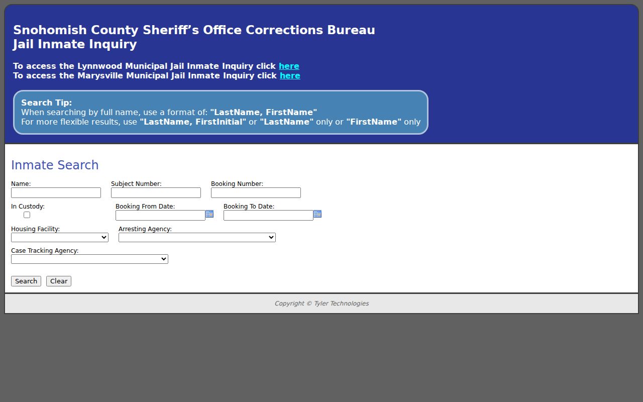 Snohomish County Jail Register used in a Mill Creek East resident lookup